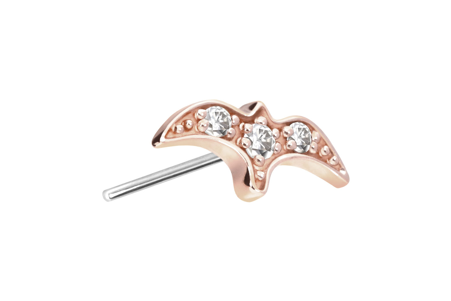 14 Karat Gold Aufsatz mit Titan Push Pin MOISSANIT-SCHWALBE von Piercingline